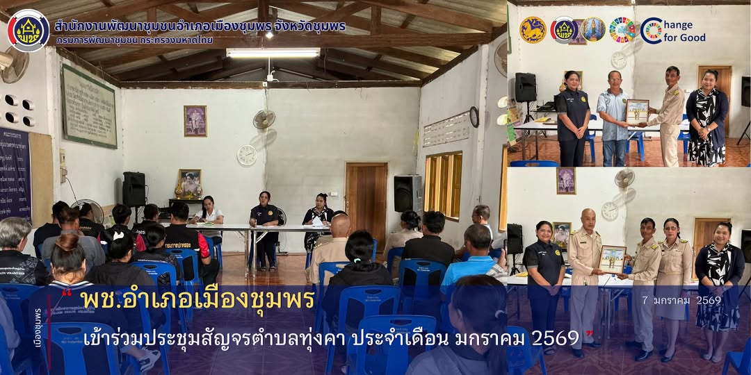 พช.เมืองชุมพร เข้าร่วมประชุมสัญจรตำบลทุ่งคา ประจำเดือน มกราคม 2569