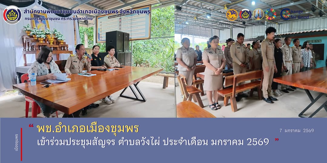 พช.เมืองชุมพร เข้าร่วมประชุมสัญจร ตำบลวังไผ่ ประจำเดือน มกราคม 2569