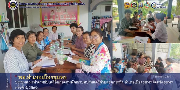 พช.เมืองชุมพร ร่วมการประชุมคณะทำงานขับเคลื่อนกองทุนพัฒนาบทบาทสตรีตำบลขุนกระทิง ครั้งที่ 4/2569 