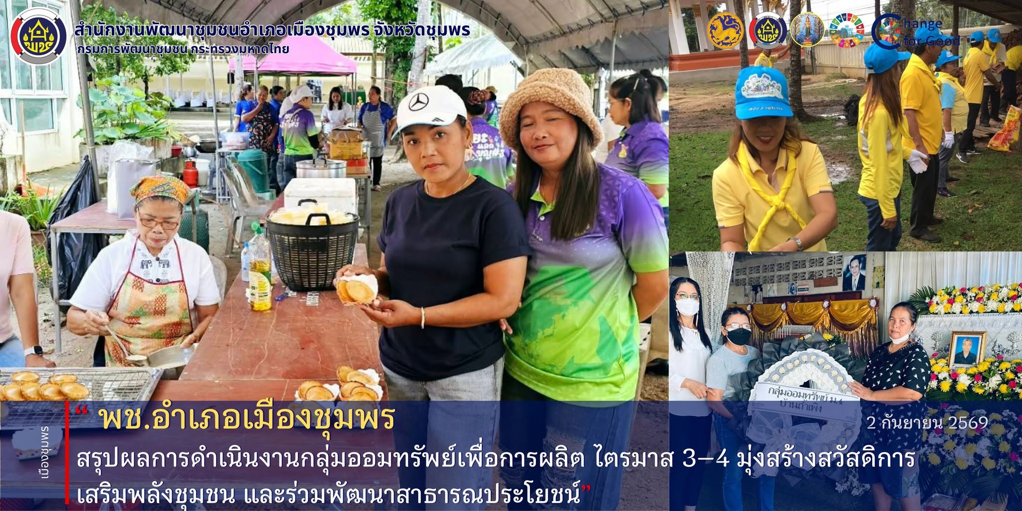 📌 พช.เมืองชุมพร สรุปผลการดำเนินงานกลุ่มออมทรัพย์เพื่อการผลิต ไตรมาส 3–4 มุ่งสร้างสวัสดิการ เสริมพลังชุมชน และร่วมพัฒนาสาธารณประโยชน์
